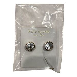 Kate Spade Small Clear Round Stud Earrings With Gold Tone Rim